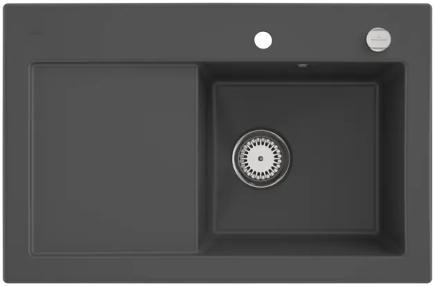Bild von VILLEROY BOCH Subway 45 Einbauspüle, inklusive Ablaufgarnitur mit Excenterbetätigung, aus Keramik, 780 x 510 mm, Graphite CeramicPlus #671402I4