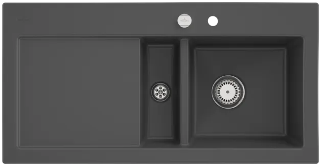 Bild von VILLEROY BOCH Subway 60 Einbauspüle, inklusive Ablaufgarnitur mit Excenterbetätigung, aus Keramik, 1000 x 510 mm, Graphite CeramicPlus #671202I4