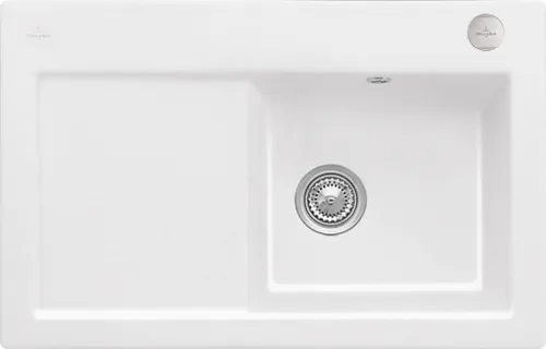 Bild von VILLEROY BOCH Subway 45 Einbauspüle, inklusive Ablaufgarnitur mit Excenterbetätigung, aus Keramik, 780 x 510 mm, Snow White CeramicPlus #671402KG