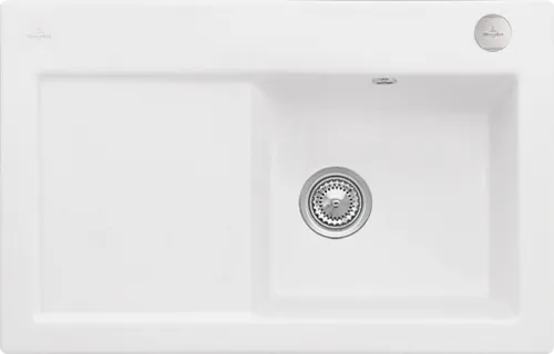 Bild von VILLEROY BOCH Subway 45 Einbauspüle, inklusive Ablaufgarnitur mit Excenterbetätigung, aus Keramik, 780 x 510 mm, Stone White CeramicPlus #671402RW