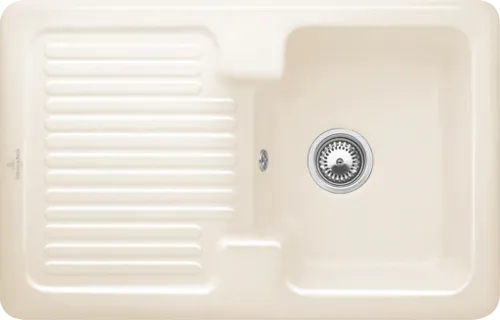 Bild von VILLEROY BOCH Condor 45 Einbauspüle, inklusive Ablaufgarnitur mit Handbetätigung, aus Keramik, 800 x 510 mm, Crema CeramicPlus #674501KR