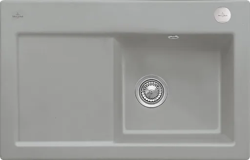 Bild von VILLEROY BOCH Subway 45 flat flächenbündige Spüle, inklusive Ablaufgarnitur mit Excenterbetätigung, aus Keramik, 745 x 475 mm, Fossil CeramicPlus #67142FKD