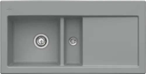 Bild von VILLEROY BOCH Subway 60 Einbauspüle, inklusive Ablaufgarnitur mit Handbetätigung, aus Keramik, 1000 x 510 mm, Stone CeramicPlus #677001SL