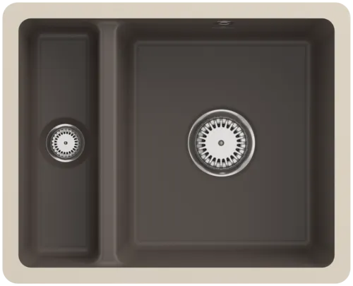 Bild von VILLEROY BOCH Subway 60 XU Unterbauspüle, inklusive Ablaufgarnitur mit Handbetätigung, aus Keramik, 545 x 440 mm, Timber CeramicPlus #675801TR