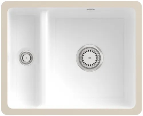 Bild von VILLEROY BOCH Subway 60 XU Unterbauspüle, inklusive Ablaufgarnitur mit Handbetätigung, aus Keramik, 545 x 440 mm, Snow White CeramicPlus #675801KG