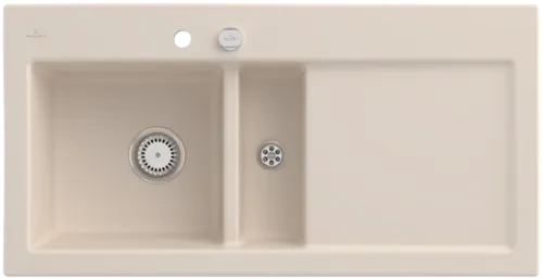 Bild von VILLEROY BOCH Subway 60 Einbauspüle, inklusive Ablaufgarnitur mit Excenterbetätigung, aus Keramik, 1000 x 510 mm, Ivory CeramicPlus #677002FU