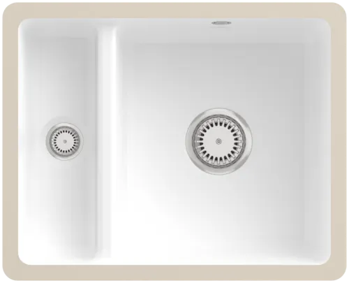 Bild von VILLEROY BOCH Subway 60 XU Unterbauspüle, inklusive Ablaufgarnitur mit Handbetätigung, aus Keramik, 545 x 440 mm, Stone White CeramicPlus #675801RW