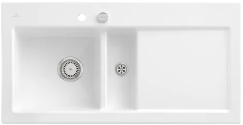 Bild von VILLEROY BOCH Subway 60 Einbauspüle, inklusive Ablaufgarnitur mit Excenterbetätigung, aus Keramik, 1000 x 510 mm, Snow White CeramicPlus #677002KG