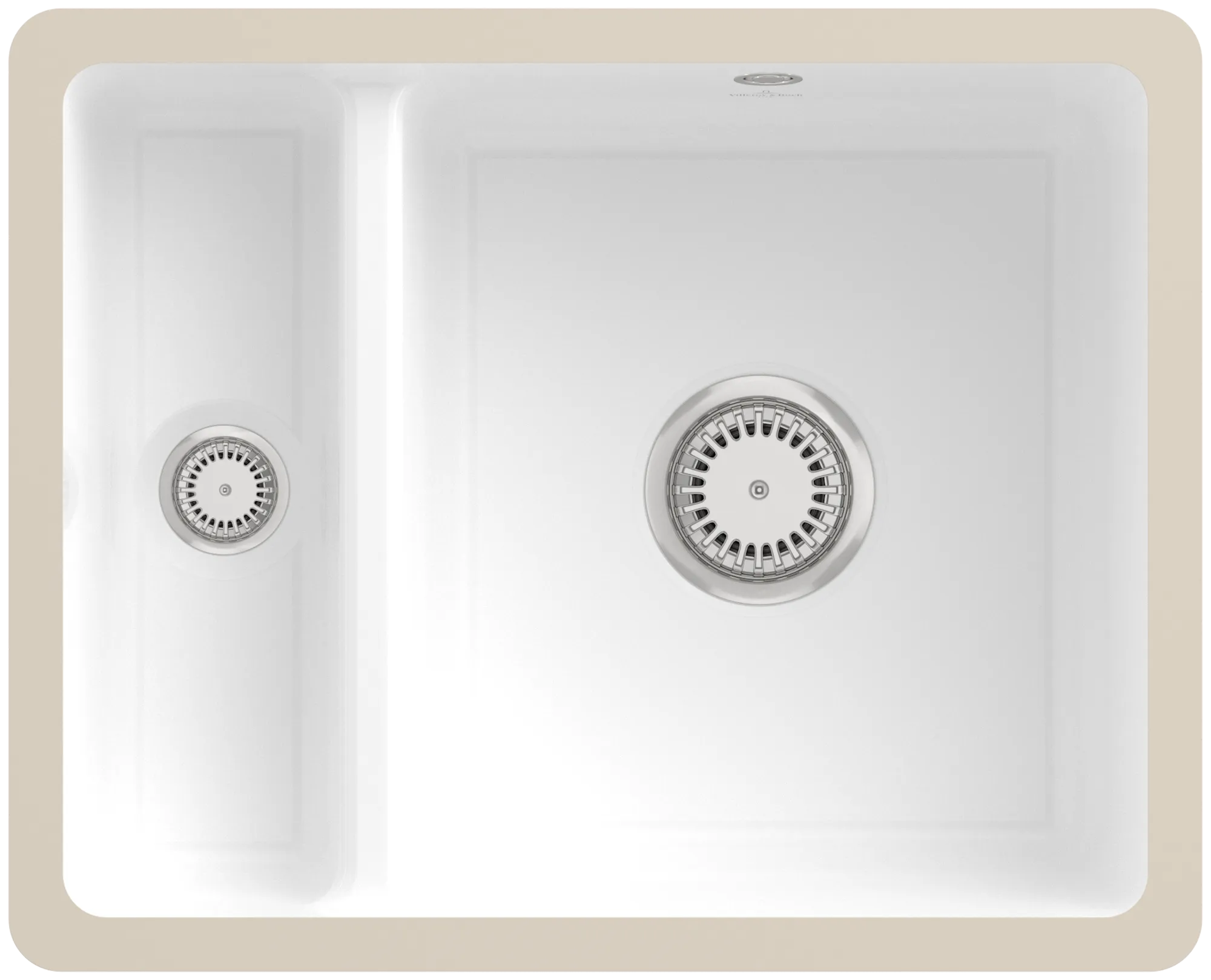 Bild von VILLEROY BOCH Subway 60 XU Unterbauspüle, inklusive Ablaufgarnitur mit Handbetätigung, aus Keramik, 545 x 440 mm, Weiß Alpin CeramicPlus #675801R1