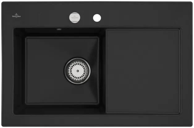 Bild von VILLEROY BOCH Subway 45 Einbauspüle, inklusive Ablaufgarnitur mit Excenterbetätigung, aus Keramik, 780 x 510 mm, Chromite CeramicPlus #677202J0