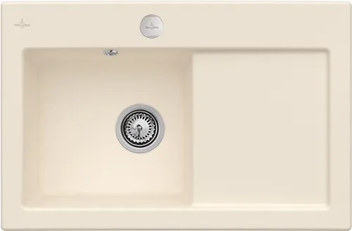 Bild von VILLEROY BOCH Subway 45 flat flächenbündige Spüle, inklusive Ablaufgarnitur mit Excenterbetätigung, aus Keramik, 745 x 475 mm, Ivory CeramicPlus #67722FFU