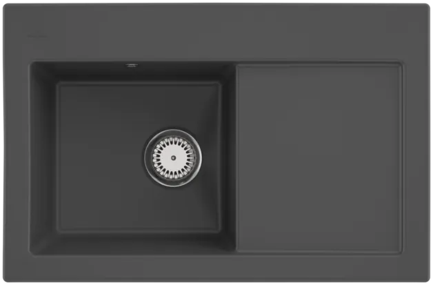 Bild von VILLEROY BOCH Subway 45 Einbauspüle, inklusive Ablaufgarnitur mit Handbetätigung, aus Keramik, 780 x 510 mm, Graphite CeramicPlus #677201I4