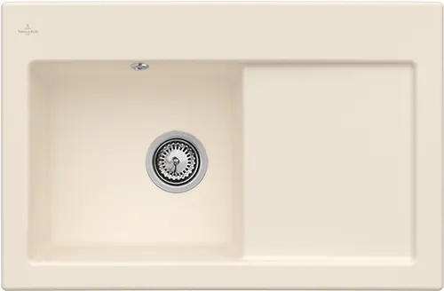Bild von VILLEROY BOCH Subway 45 Einbauspüle, inklusive Ablaufgarnitur mit Handbetätigung, aus Keramik, 780 x 510 mm, Ivory CeramicPlus #677201FU