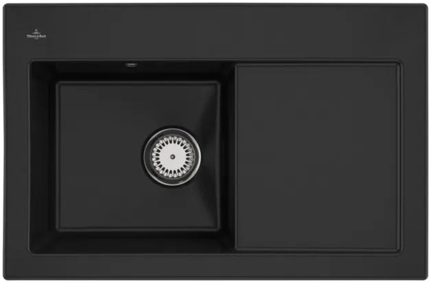 Bild von VILLEROY BOCH Subway 45 Einbauspüle, inklusive Ablaufgarnitur mit Handbetätigung, aus Keramik, 780 x 510 mm, Chromite CeramicPlus #677201J0
