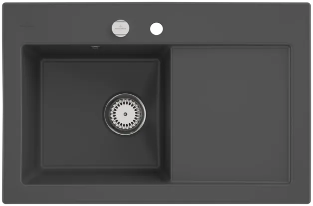 Bild von VILLEROY BOCH Subway 45 Einbauspüle, inklusive Ablaufgarnitur mit Excenterbetätigung, aus Keramik, 780 x 510 mm, Graphite CeramicPlus #677202I4