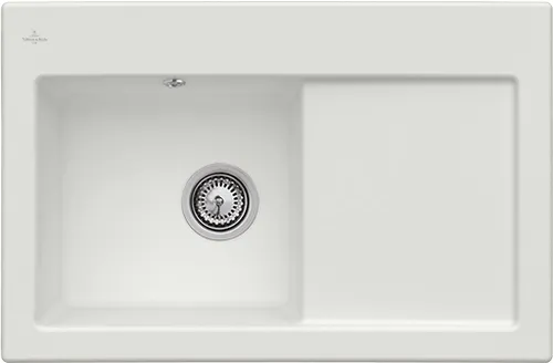 Bild von VILLEROY BOCH Subway 45 Einbauspüle, inklusive Ablaufgarnitur mit Handbetätigung, aus Keramik, 780 x 510 mm, Steam CeramicPlus #677201SM