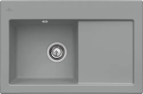 Bild von VILLEROY BOCH Subway 45 Einbauspüle, inklusive Ablaufgarnitur mit Handbetätigung, aus Keramik, 780 x 510 mm, Stone CeramicPlus #677201SL