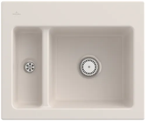 Bild von VILLEROY BOCH Subway 60 XM Einbauspüle, inklusive Ablaufgarnitur mit Handbetätigung, aus Keramik, 620 x 510 mm, Crema CeramicPlus #678001KR
