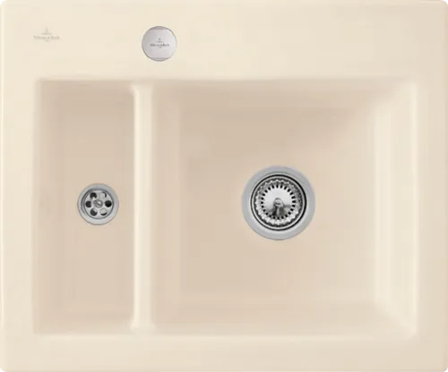 Bild von VILLEROY BOCH Subway 60 XM Einbauspüle, inklusive Ablaufgarnitur mit Excenterbetätigung, aus Keramik, 620 x 510 mm, Ivory CeramicPlus #678002FU