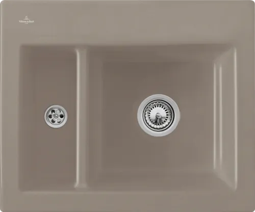 Bild von VILLEROY BOCH Subway 60 XM Einbauspüle, inklusive Ablaufgarnitur mit Handbetätigung, aus Keramik, 620 x 510 mm, Timber CeramicPlus #678001TR