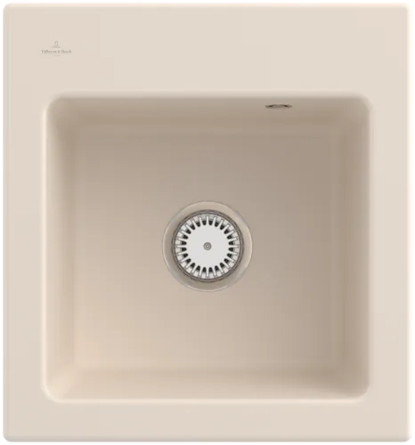 Bild von VILLEROY BOCH Subway 45 XS Einbauspüle, inklusive Ablaufgarnitur mit Handbetätigung, aus Keramik, 475 x 510 mm, Ivory CeramicPlus #678101FU