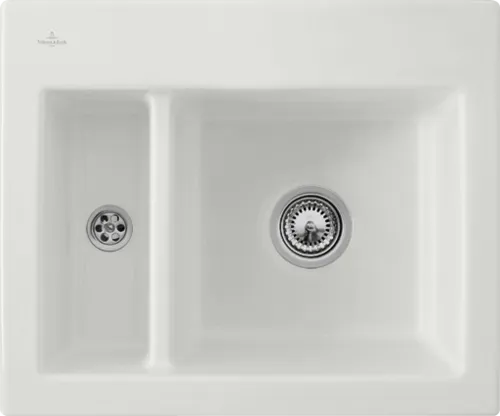 Bild von VILLEROY BOCH Subway 60 XM Einbauspüle, inklusive Ablaufgarnitur mit Handbetätigung, aus Keramik, 620 x 510 mm, Steam CeramicPlus #678001SM