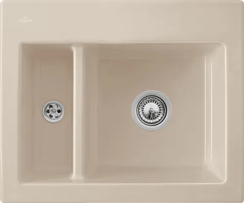 Bild von VILLEROY BOCH Subway 60 XM Einbauspüle, inklusive Ablaufgarnitur mit Handbetätigung, aus Keramik, 620 x 510 mm, Almond CeramicPlus #678001AM