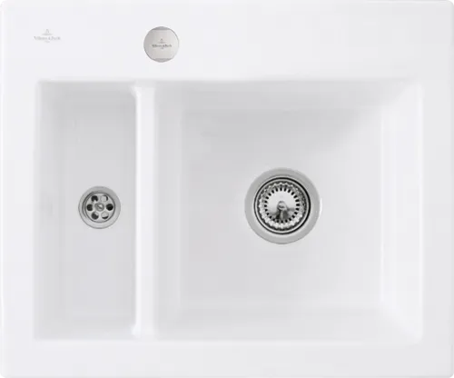 Bild von VILLEROY BOCH Subway 60 XM Einbauspüle, inklusive Ablaufgarnitur mit Excenterbetätigung, aus Keramik, 620 x 510 mm, Stone White CeramicPlus #678002RW