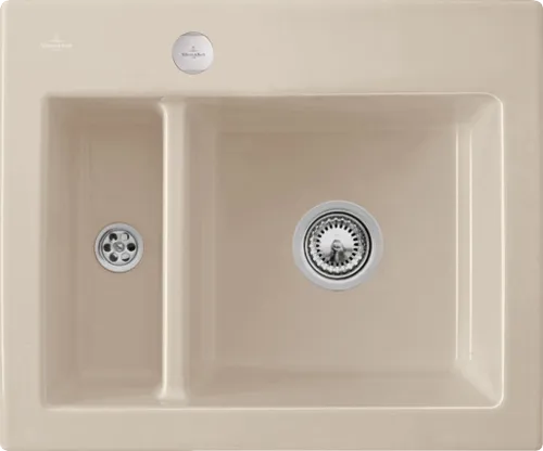Bild von VILLEROY BOCH Subway 60 XM Einbauspüle, inklusive Ablaufgarnitur mit Excenterbetätigung, aus Keramik, 620 x 510 mm, Almond CeramicPlus #678002AM