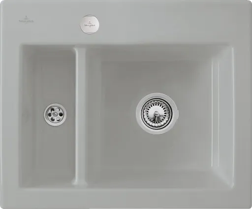 Bild von VILLEROY BOCH Subway 60 XM flat flächenbündige Spüle, inklusive Ablaufgarnitur mit Excenterbetätigung, aus Keramik, 585 x 475 mm, Fossil CeramicPlus #67802FKD