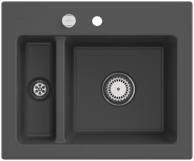 Bild von VILLEROY BOCH Subway 60 XM Einbauspüle, inklusive Ablaufgarnitur mit Excenterbetätigung, aus Keramik, 620 x 510 mm, Graphite CeramicPlus #678002I4