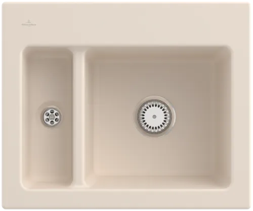 Bild von VILLEROY BOCH Subway 60 XM Einbauspüle, inklusive Ablaufgarnitur mit Handbetätigung, aus Keramik, 620 x 510 mm, Ivory CeramicPlus #678001FU