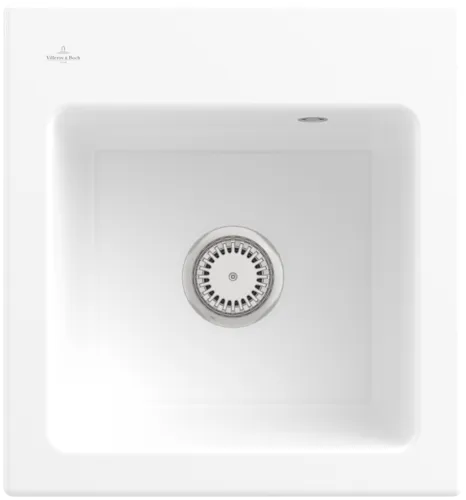 Bild von VILLEROY BOCH Subway 45 XS Einbauspüle, inklusive Ablaufgarnitur mit Handbetätigung, aus Keramik, 475 x 510 mm, Snow White CeramicPlus #678101KG