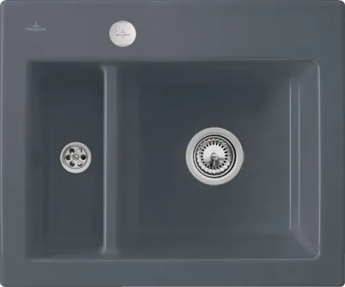 Obrázek VILLEROY BOCH Subway 60 XM flat Flush-mounted sink, included Waste system pop-up, of Ceramic, 585 x 475 mm, Pure Black #67802FR7