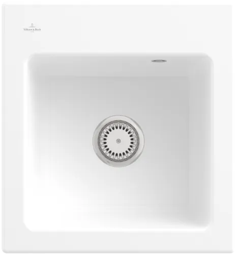 Bild von VILLEROY BOCH Subway 45 XS Einbauspüle, inklusive Ablaufgarnitur mit Handbetätigung, aus Keramik, 475 x 510 mm, Stone White CeramicPlus #678101RW
