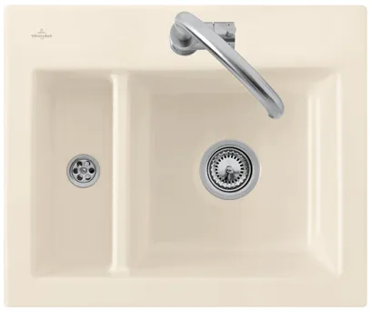 Bild von VILLEROY BOCH Subway 60 XM flat flächenbündige Spüle, inklusive Ablaufgarnitur mit Excenterbetätigung, aus Keramik, 585 x 475 mm, Graphite CeramicPlus #67802FI4