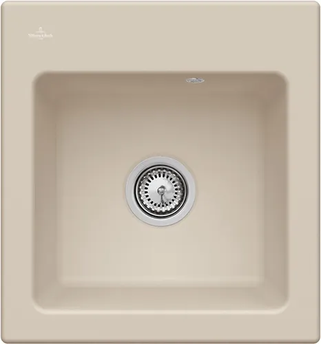 Bild von VILLEROY BOCH Subway 45 XS Einbauspüle, inklusive Ablaufgarnitur mit Handbetätigung, aus Keramik, 475 x 510 mm, Almond CeramicPlus #678101AM