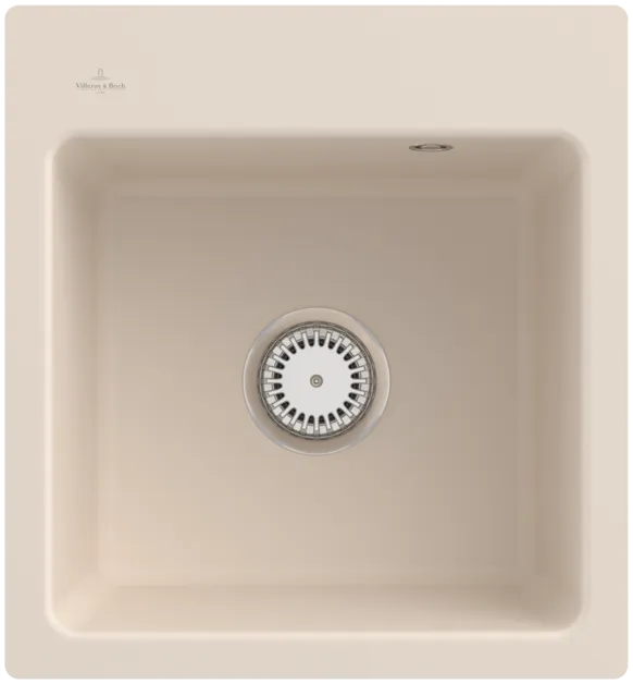 Bild von VILLEROY BOCH Subway 45 XS flat flächenbündige Spüle, inklusive Ablaufgarnitur mit Handbetätigung, aus Keramik, 440 x 475 mm, Ivory CeramicPlus #67811FFU