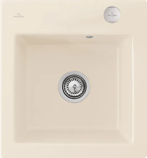 Bild von VILLEROY BOCH Subway 45 XS flat flächenbündige Spüle, inklusive Ablaufgarnitur mit Excenterbetätigung, aus Keramik, 440 x 475 mm, Crema CeramicPlus #67812FKR
