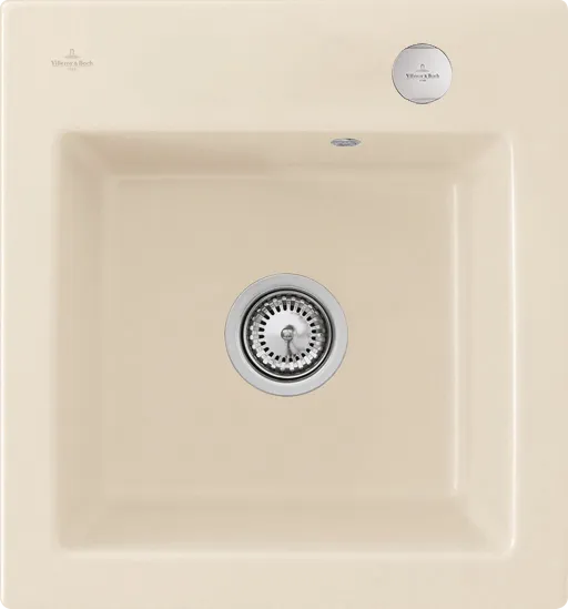 Bild von VILLEROY BOCH Subway 45 XS flat flächenbündige Spüle, inklusive Ablaufgarnitur mit Excenterbetätigung, aus Keramik, 440 x 475 mm, Ivory CeramicPlus #67812FFU