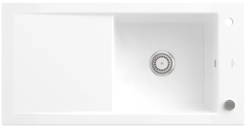 Bild von VILLEROY BOCH Timeline 60 Einbauspüle, inklusive Ablaufgarnitur mit Excenterbetätigung, aus Keramik, 1000 x 510 mm, Snow White CeramicPlus #679002KG
