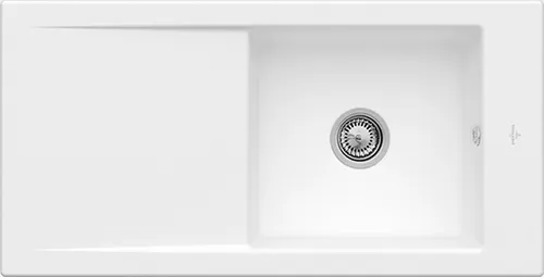 Bild von VILLEROY BOCH Timeline 60 Einbauspüle, inklusive Ablaufgarnitur mit Handbetätigung, aus Keramik, 1000 x 510 mm, Stone White CeramicPlus #679001RW