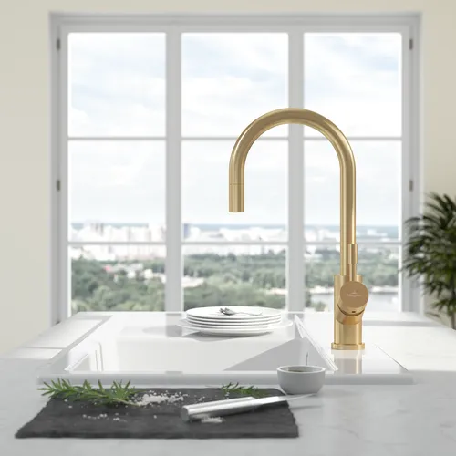 Bild von VILLEROY BOCH Umbrella Flex Küchenarmatur, aus Edelstahl, Gold matt #92540003