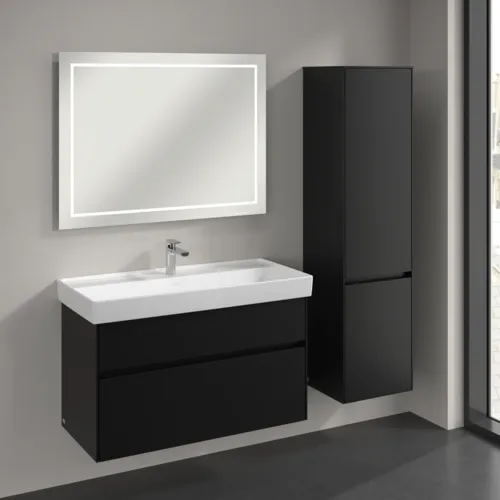 Bild von VILLEROY BOCH Collaro Hochschrank, 2 Türen, 404 x 1538 x 349 mm, Volcano Black / Volcano Black #C03301VL