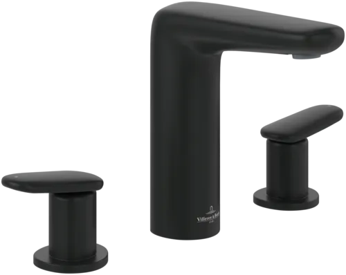 Picture of VILLEROY BOCH Antao Three-hole basin mixer with push-open waste, Matt Black #TVW111001000K5
