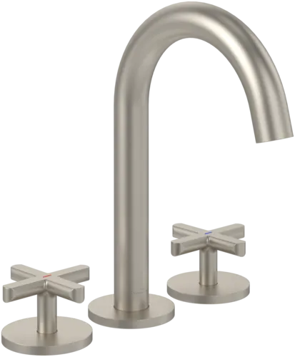 Bild von VILLEROY BOCH Loop & Friends Dreiloch-Waschtischarmatur ohne Ablaufgarnitur, Brushed Nickel Matt #TVZ10600900064