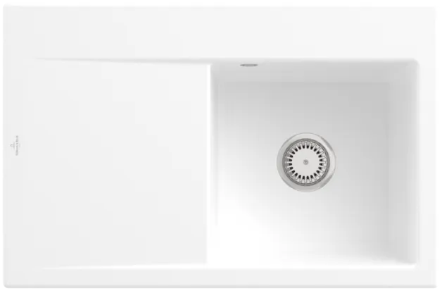 Bild von VILLEROY BOCH Subway Style 45 Einbauspüle, inklusive Ablaufgarnitur mit Handbetätigung, aus Keramik, 780 x 510 mm, Stone White CeramicPlus #334701RW