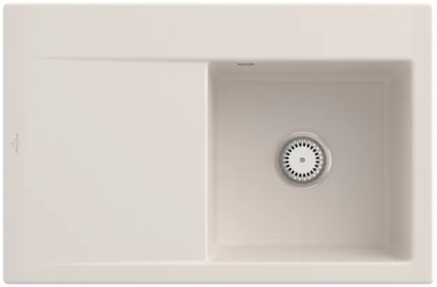 Bild von VILLEROY BOCH Subway Style 45 Einbauspüle, inklusive Ablaufgarnitur mit Handbetätigung, aus Keramik, 780 x 510 mm, Crema CeramicPlus #334701KR
