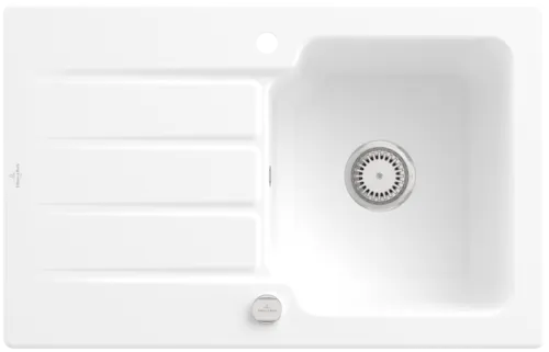 Bild von VILLEROY BOCH Architectura 45 Einbauspüle, inklusive Ablaufgarnitur mit Excenterbetätigung, aus Keramik, 800 x 510 mm, Stone White CeramicPlus #334002RW