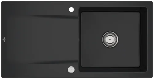 Bild von VILLEROY BOCH Siluet 60 Einbauspüle, inklusive Ablaufgarnitur mit Excenterbetätigung, aus TitanCeram, 1000 x 510 mm, Ebony CeramicPlus #333602S5